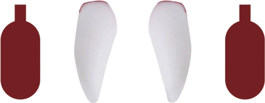 Denti da vampiro con sangue artificiale
