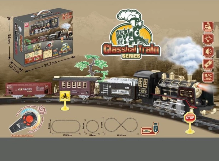 Elektrische treinbaan 215 cm LOCO TOYS