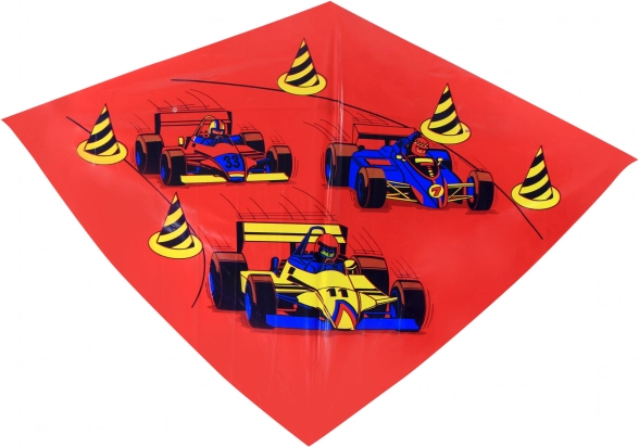 Aquilone colorato con motivo di auto da corsa