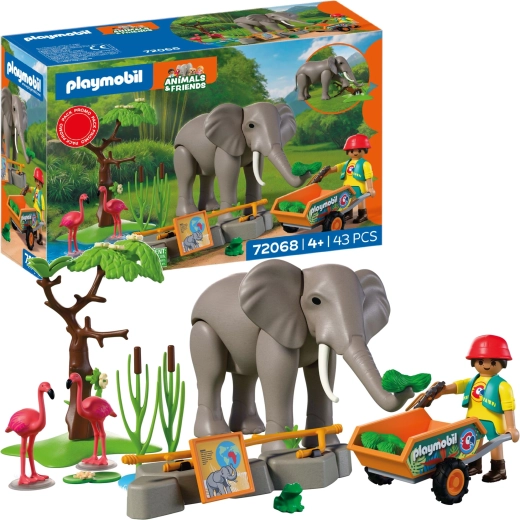 Playmobil Animals & Friends olifant met verzorgster en accessoires, 43 onderdelen