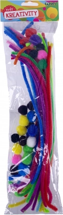 Creative set with chenille stems and pom-poms, 30 pcs