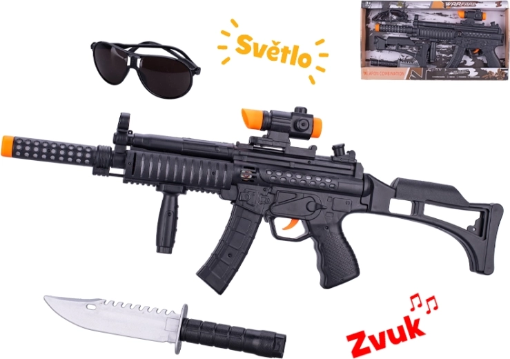 Legetøjsmaskinpistol 44 cm med lys- og lydeffekter