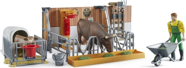 Stal voor vee met figuren en accessoires