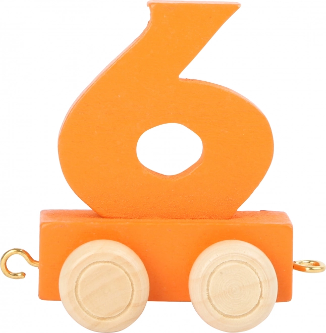 Wooden Train Track Wagon - Colorful Number 6