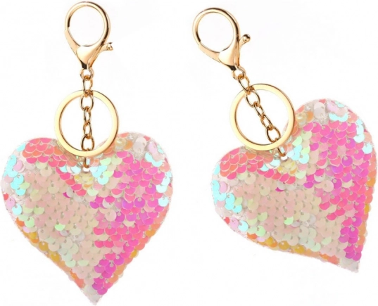 Heart-shaped pendant with reversible sequins