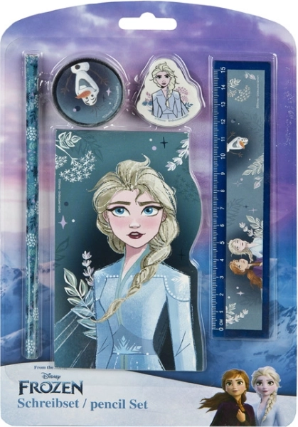 Školní set FROZEN – tužka, guma, pravítko, poznámkový blok (5 ks)