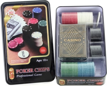 Poker set in a tin box