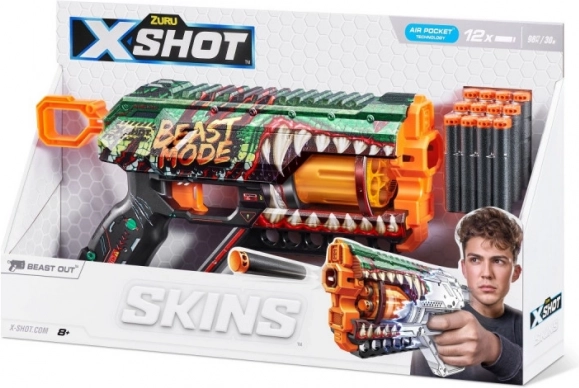 X-Shot Skins Griefer Beast Mode – pistolet à fléchettes en mousse, 12 fléchettes