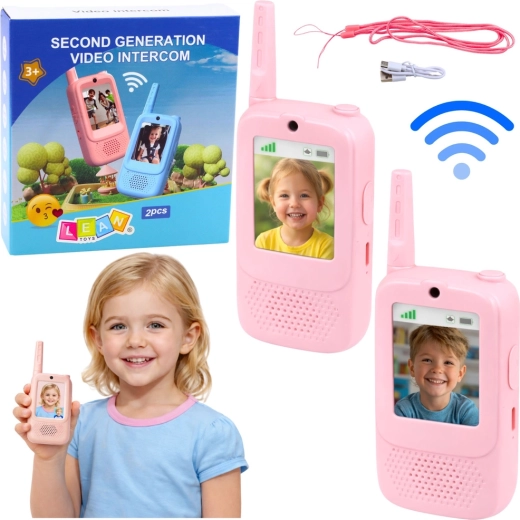 Kids’ Pink Walkie-Talkies with Video Call, Camera, and Recording