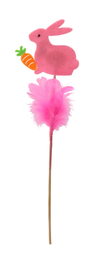 Coniglietto pasquale su stecco con piumette 29 cm