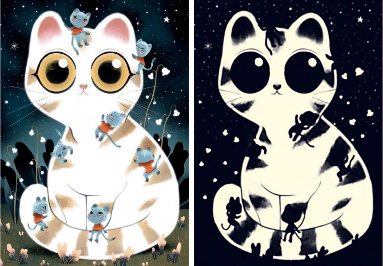 DJECO Selvlysende puslespil Kælne katte 50 brikker