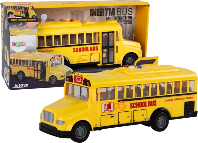 Scuolabus 1:16 a frizione Apertura porte Luci Suoni Giallo
