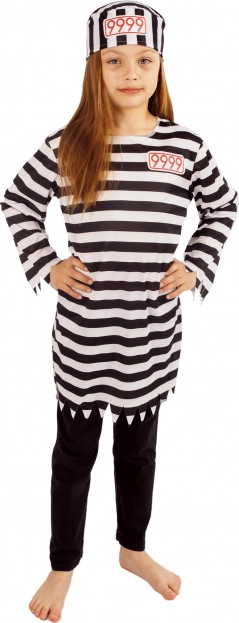 costume da detenuta per bambine a righe (taglia S, 4–6 anni)