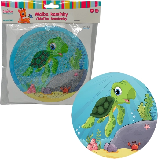 Diamond Painting with Frame – Cartoon Turtle 17 cm