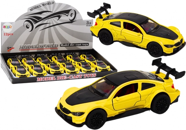 Metal sports car 1:32 with friction drive – yellow
