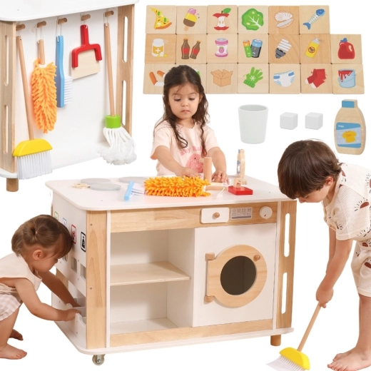 Centro domestico in legno 3 in 1 con accessori Viga