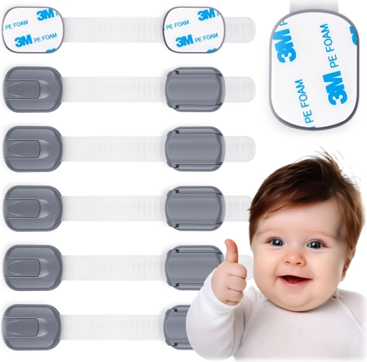 Serrature di sicurezza per armadietti per bambini RICOKIDS, 6 pezzi, grigio