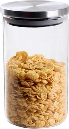 Barattolo in vetro con coperchio in acciaio inox TORO 950 ml in vetro borosilicato