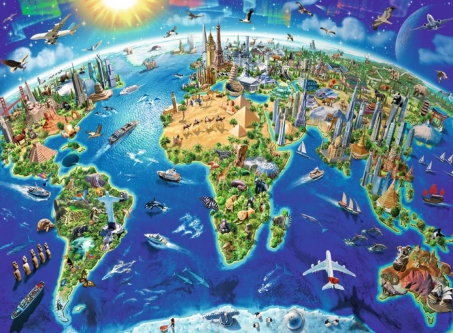 World Map Landmarks Puzzle XXL 200 Pieces