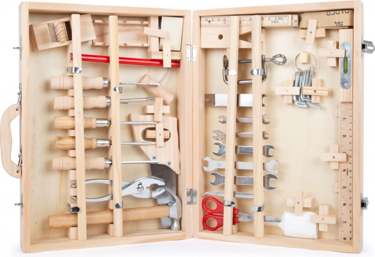 Wooden Tool Case with Tools Deluxe small foot