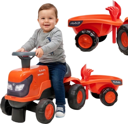 FALK tracteur pour enfants KUBOTA avec remorque et roues silencieuses 1–3 ans