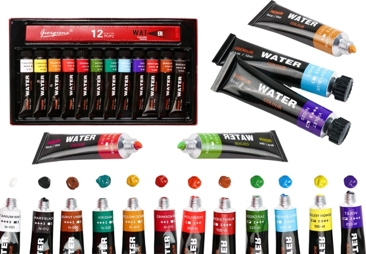 Set of Acrylic Paints in Tubes – 12 Colors