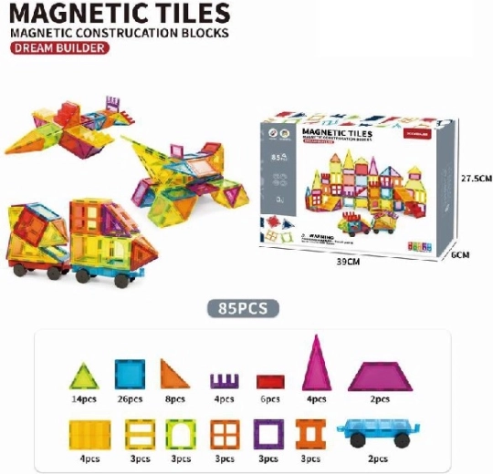 Costruzioni magnetiche per bambini 85 pz