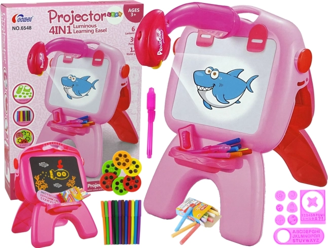 Dubbelzijdig tekenbord met projector – roze