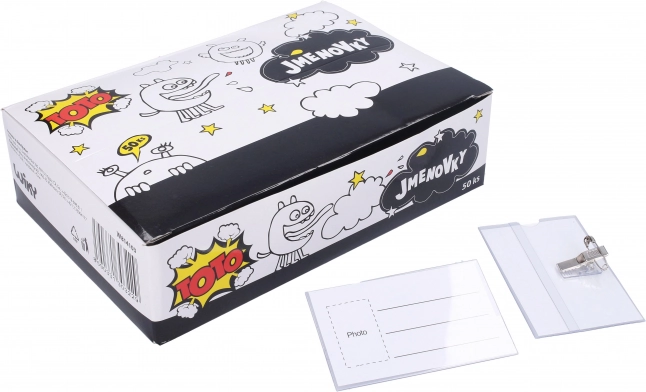 Badge transparent avec clip et épingle de sûreté