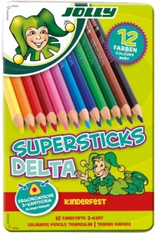 Matite colorate triangolari DELTA, 12 colori, in scatola metallica