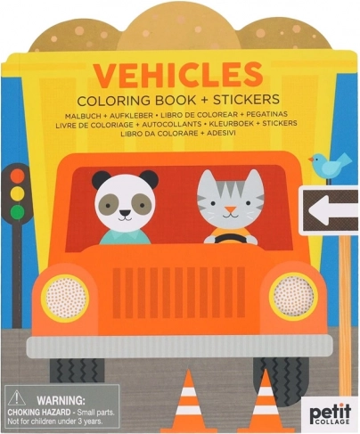 Petit Collage Vehicles Coloring Book with Stickers