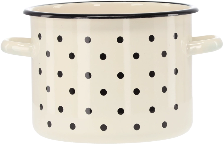 Pentola smaltata 4,5 l, 20 cm, bianca a pois