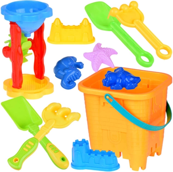 Zestaw do piasku z wiadrem, foremkami i narzędziami