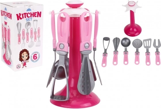 Set di utensili da cucina con supporto, plastica, in scatola 11x21x11 cm