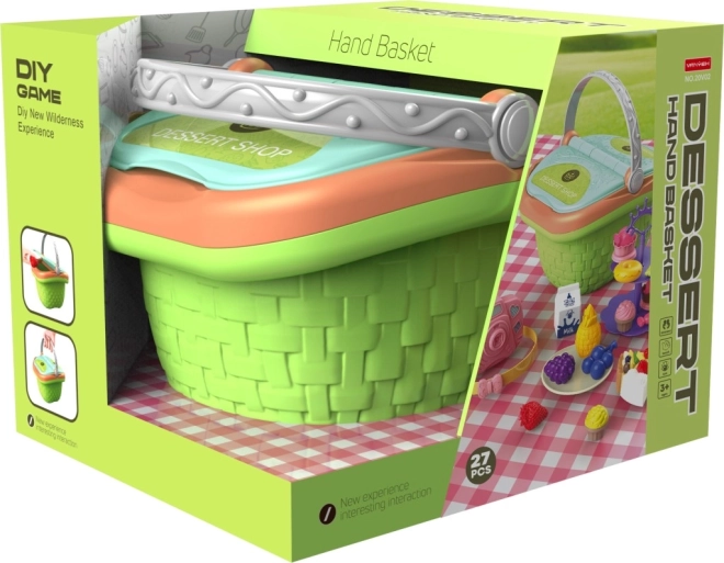 Legesæt picnic-kurv med desserter