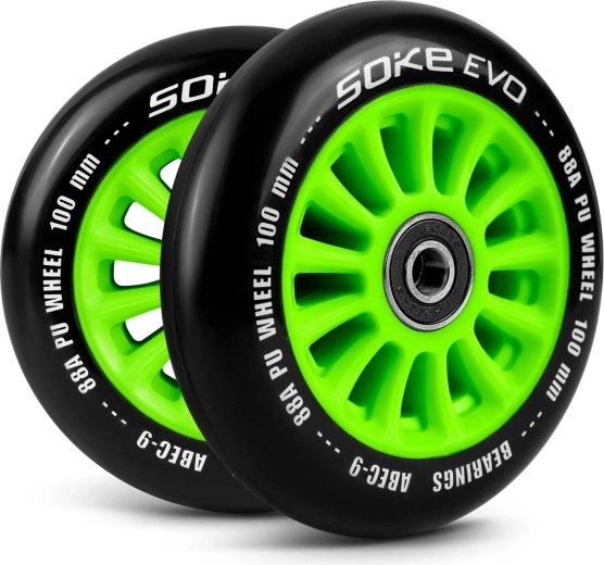 Roues pour trottinette 100 mm vert SOKE – lot de 2 pcs