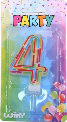 Party cake candle number 4 – stripes