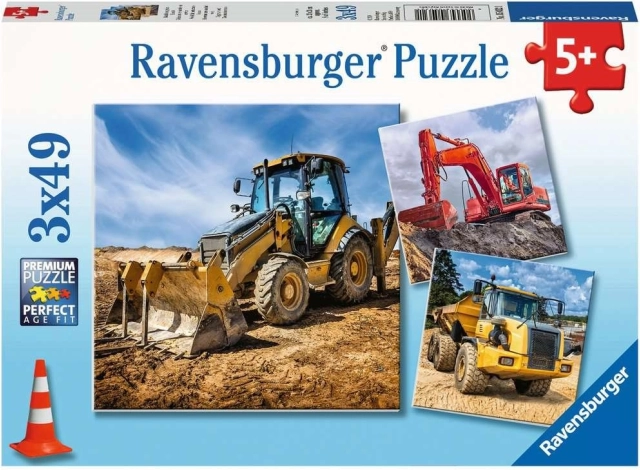 Sestavljanka RAVENSBURGER Gradbeni stroji 3×49 koščkov