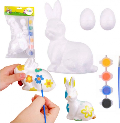 Set for Painting Styrofoam Decorations Rabbit and 2 Eggs