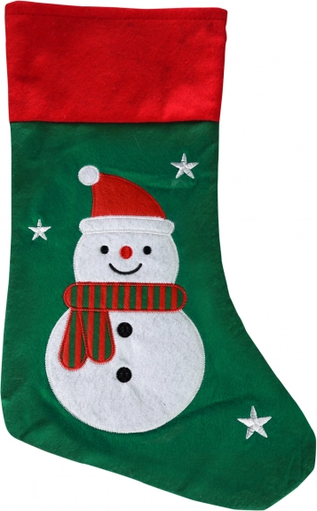 Christmas stocking green with Snowman
