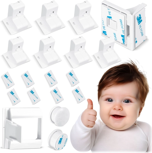 Serrature magnetiche di sicurezza per bambini RICOKIDS per armadietti, set da 8 pezzi