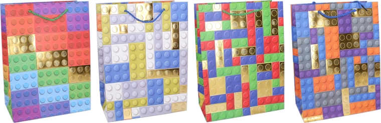 Gift Bag L 31 × 40 × 12 cm – kids, colorful blocks