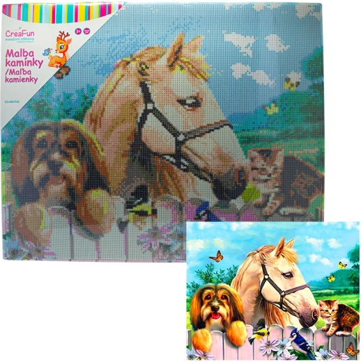 Diamond Painting – Boy, Dog and Cat 40 × 50 cm