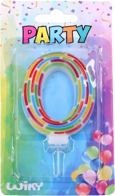 Party Candle Number 0 with Stripes