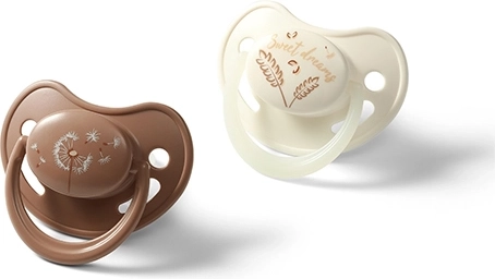 BabyOno silicone anatomical pacifiers 18+ months, 2 pcs (day + night with glowing handle)