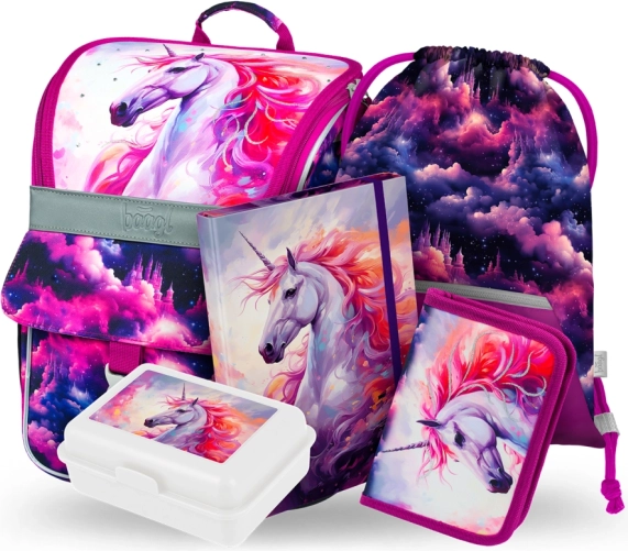 Baagl school set Zippy Unicorn Kingdom – school bag, pencil case, sack, folders and lunch box