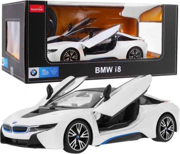 Modello BMW i8 radiocomandato 1:14 bianco di RASTAR, 2,4 GHz