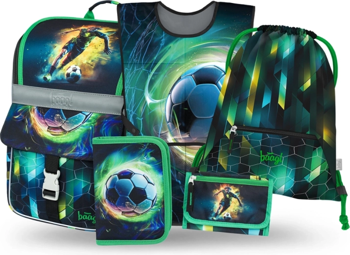 Ensemble scolaire BAAGL Zippy Football – cartable, trousse, sac, tablier et porte-monnaie