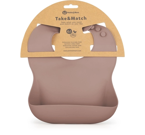 Petite&Mars silikonski slinček Take&Match Velvet Latte 6m+