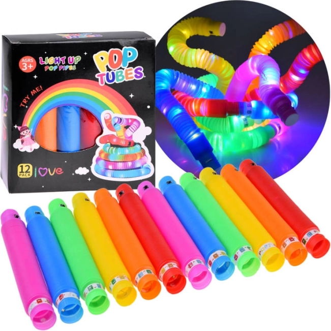 POP TUBE Light-Up LED Sensory Tubes 12 pcs
